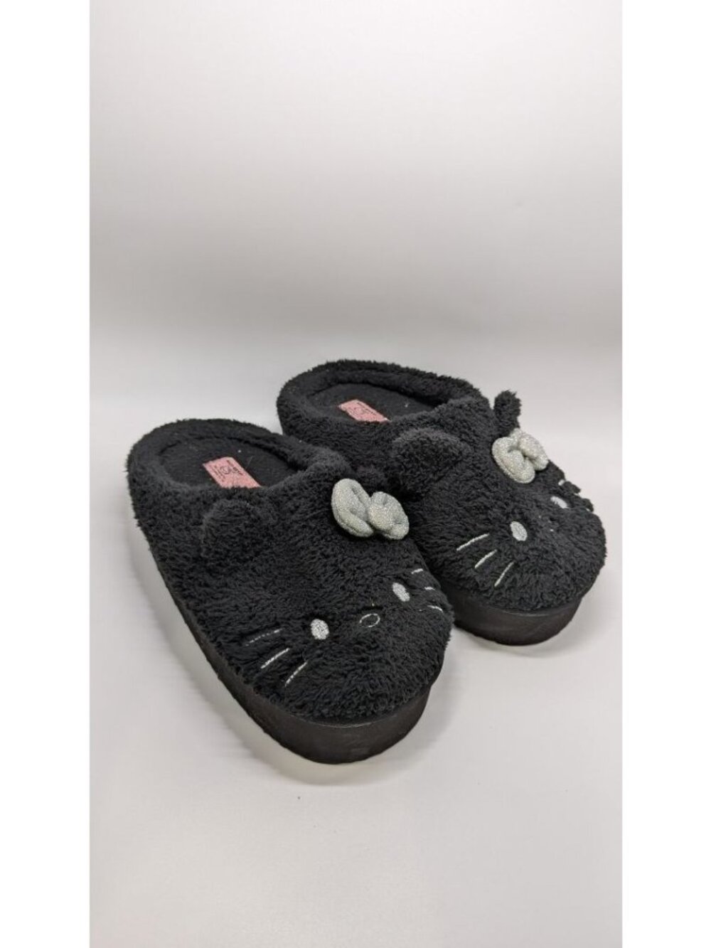Forever 21 x Hello Kitty Black Plush Platform Slippers